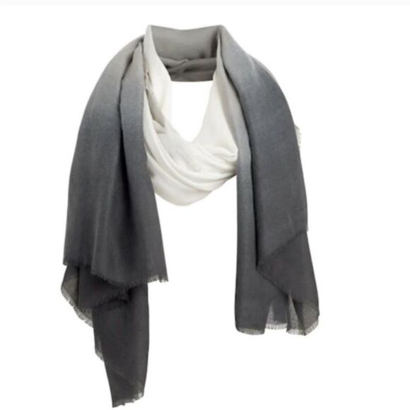 Carly Cushnie Scarf Ombre Print Black Gray and Cream - Picture 1 of 16